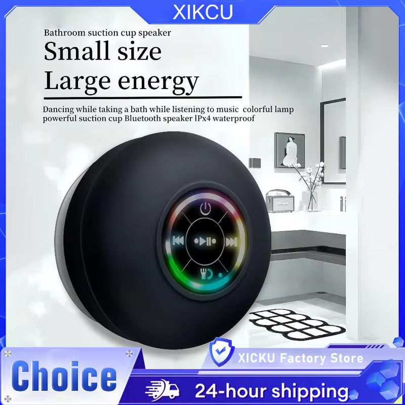 AquaBeat Mini: Waterproof LED Bluetooth Speaker with Powerful Sound & Suction Cup Mount