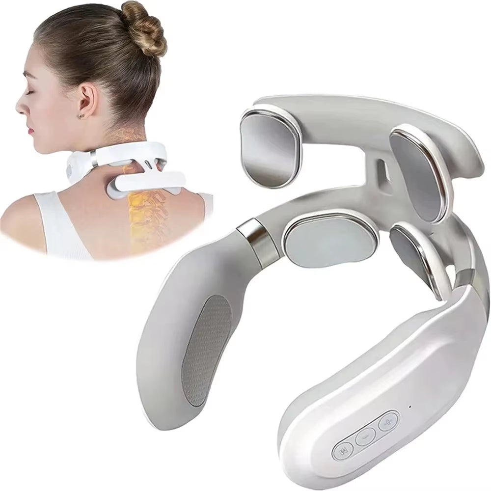 Heated Neck & Spine Massager – 4D Head Relief with Vibration, Heat & Breathing Light