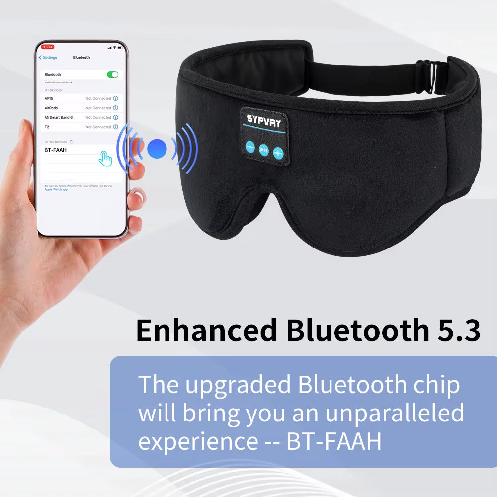 DreamTune 3D: Bluetooth Sleep Mask with Wireless Headset & Adjustable Eye Cover